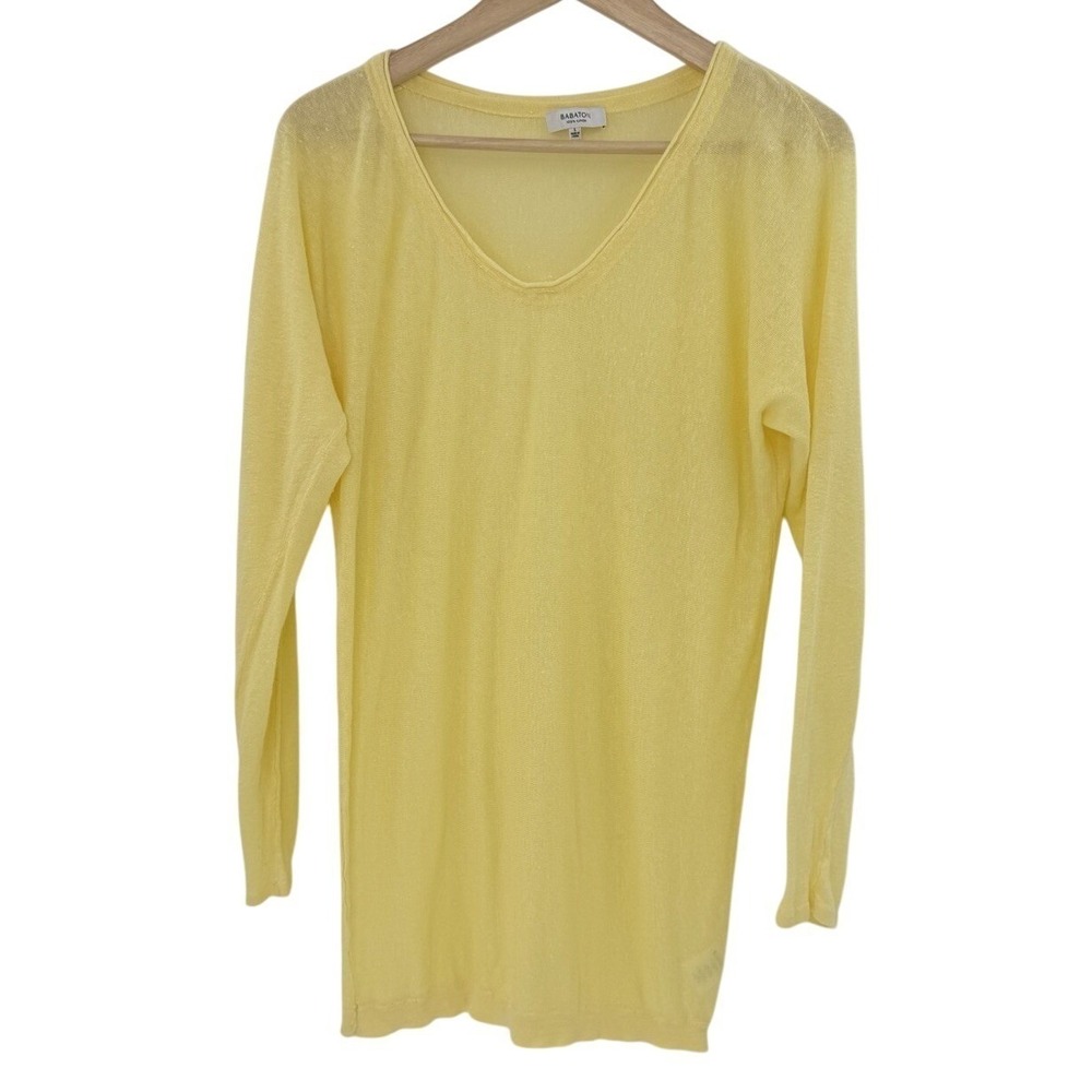 Babaton Aritzia Baby Yellow 100% Linen Tunic Blouse Sz Sm Boho Preppy